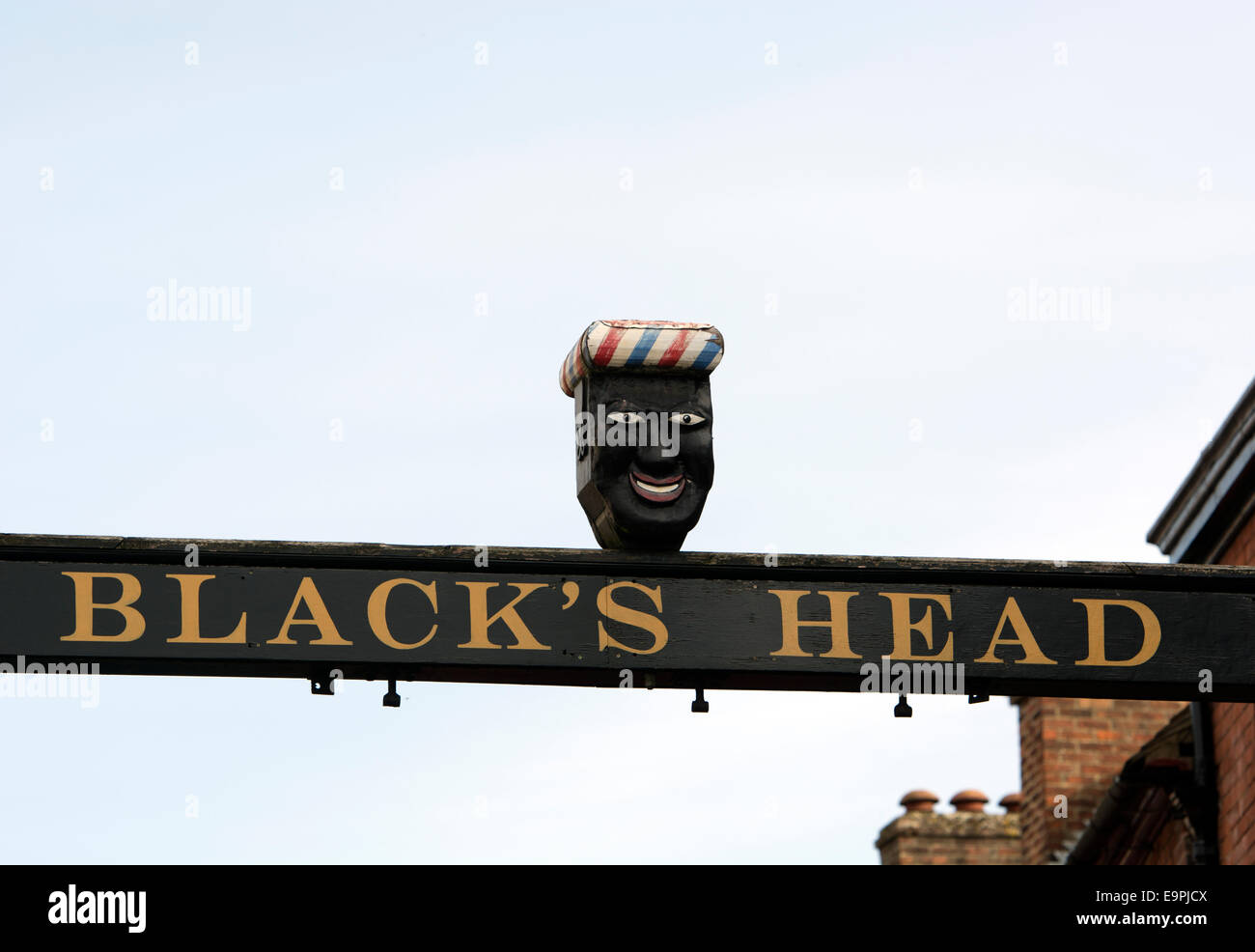 Green Man and Black`s Head pub sign detail, Ashbourne, Derbyshire, England, UK Stock Photo